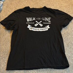 Black “Walk The Line- Nashville Stacked” T-Shirt